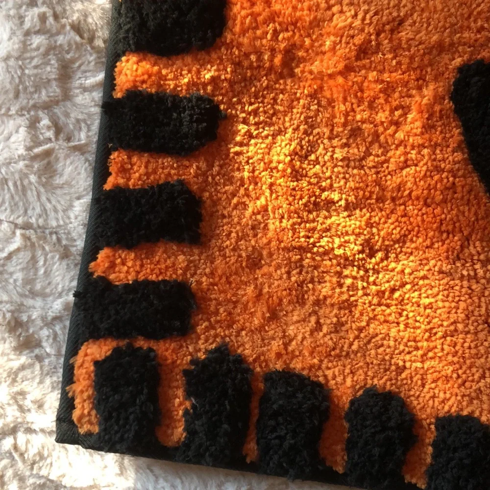Halloween Pumpkin Orange and Black Bath Rug